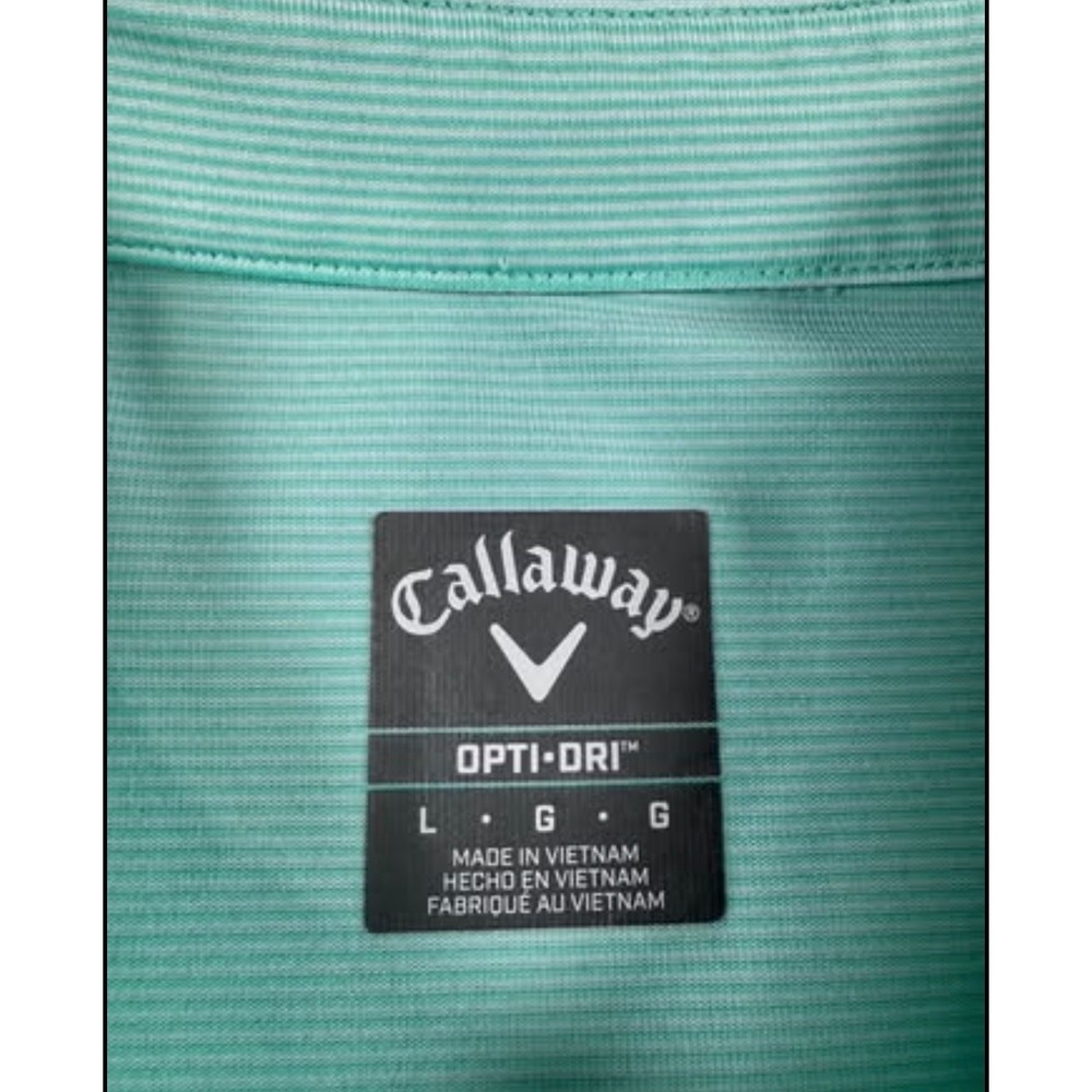 Callaway Opti-Dri Mens Large Mint Green Striped Short Sleeve Golf Polo Shirt - Picture 3 of 6